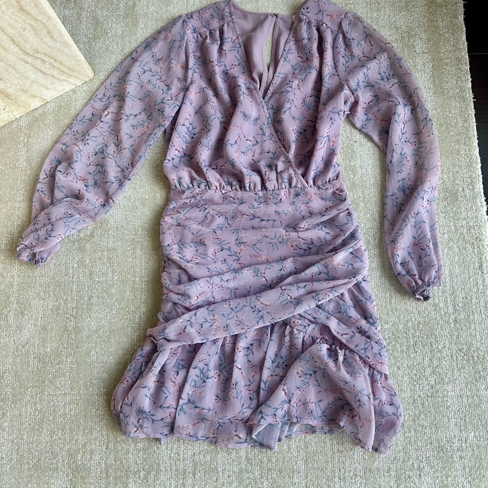 Floral Lavender Long Sleeve Dress